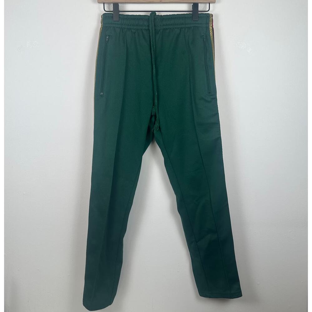 Fashion Nova Mens Red/Metallic Gold Striped Track Athletic Green Pants Small